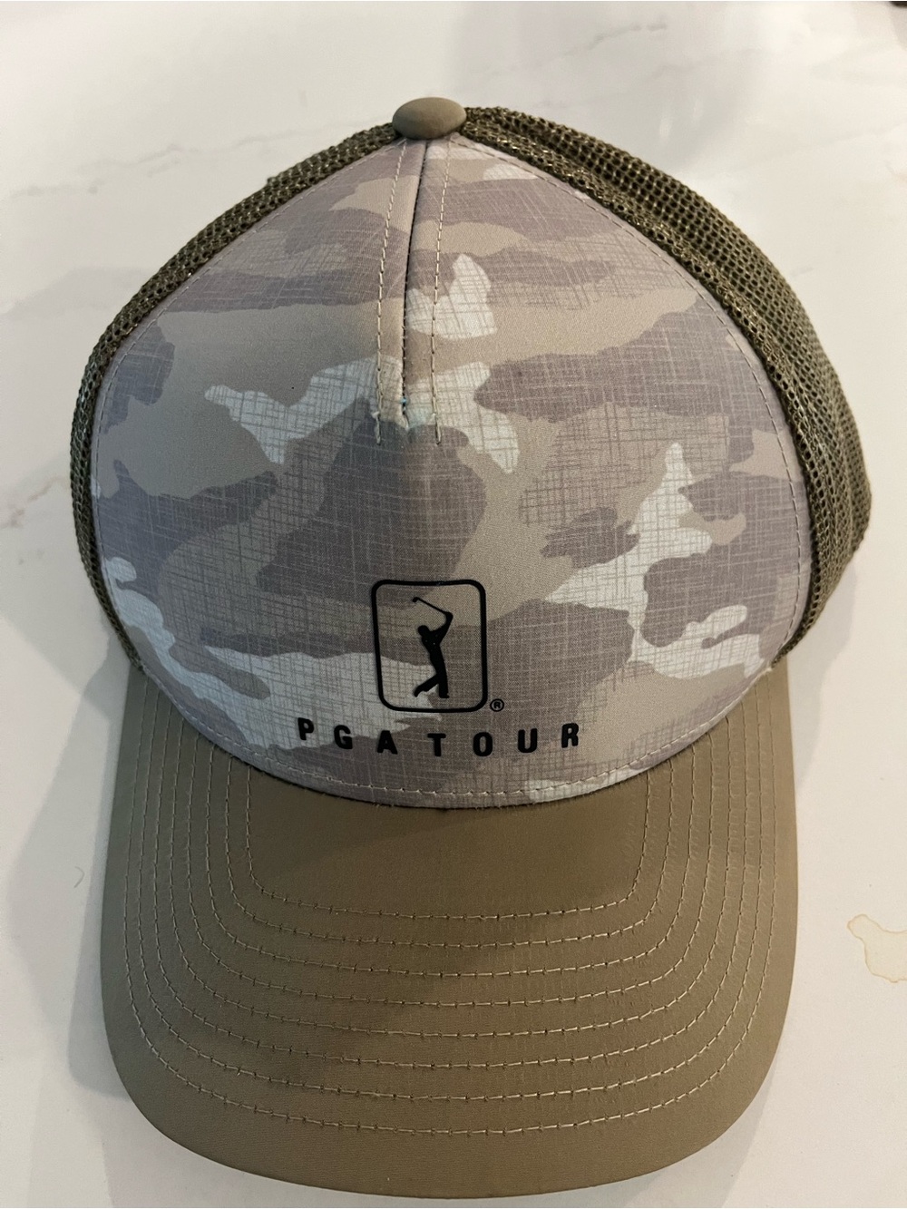 PGA TOUR Men's Camo Mesh Trucker Hat - Tan/Olive NWT ⛳️